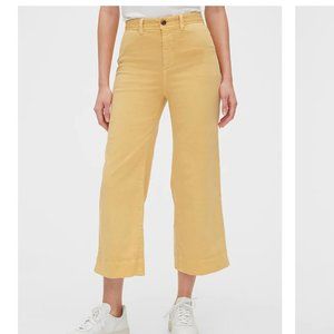 Yellow High Rise Wide-Leg Crop Khakis
